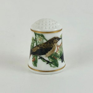 Vintage 1983 Franklin Porcelain Songbirds of The World Thimble Collection by Robin Hill - &quot;Scarlet Honeyeater&quot; - FREE Shipping