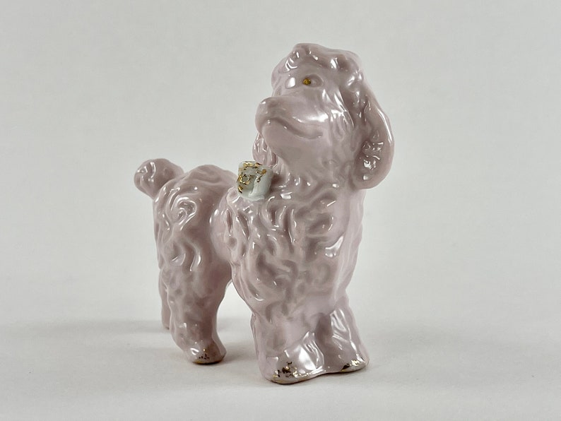 Vintage 1950s Pink Porcelain Poodle Dog Figurine Free Shipping image 3