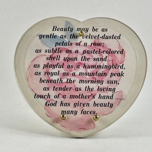 Vintage 1980s Heart Poem Frame Music Box - Plays Edelweiss