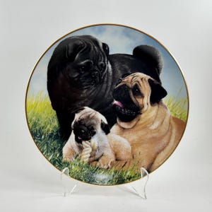Vintage 1990s The Danbury Mint - Pugs Collection - &quot;Proud Pugs&quot; Limited Edition Collectors Plate