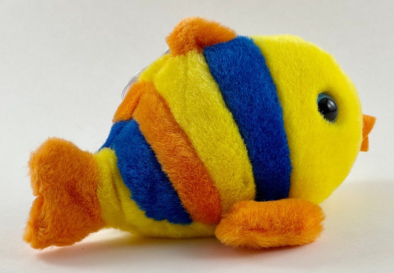 Vintage Copyright 1994 MJC - Swibco Puffkins - Jules The Striped Fish Plush Style 6692 bild 4