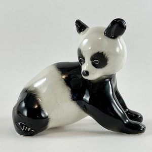 Vintage 1960s Lomonosov Porcelain Panda Bear Figurine
