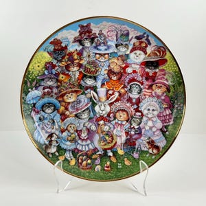 Vintage 1990s The Franklin Mint - Heirloom Recommendation - &quot;Easter Purrade&quot; Limited Edition Collectible Porcelain Plate