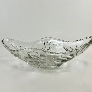Vintage 1960s Anchor Hocking Glass - EAPC Star Of David Clear Glass Gondola Dish - Free Shipping