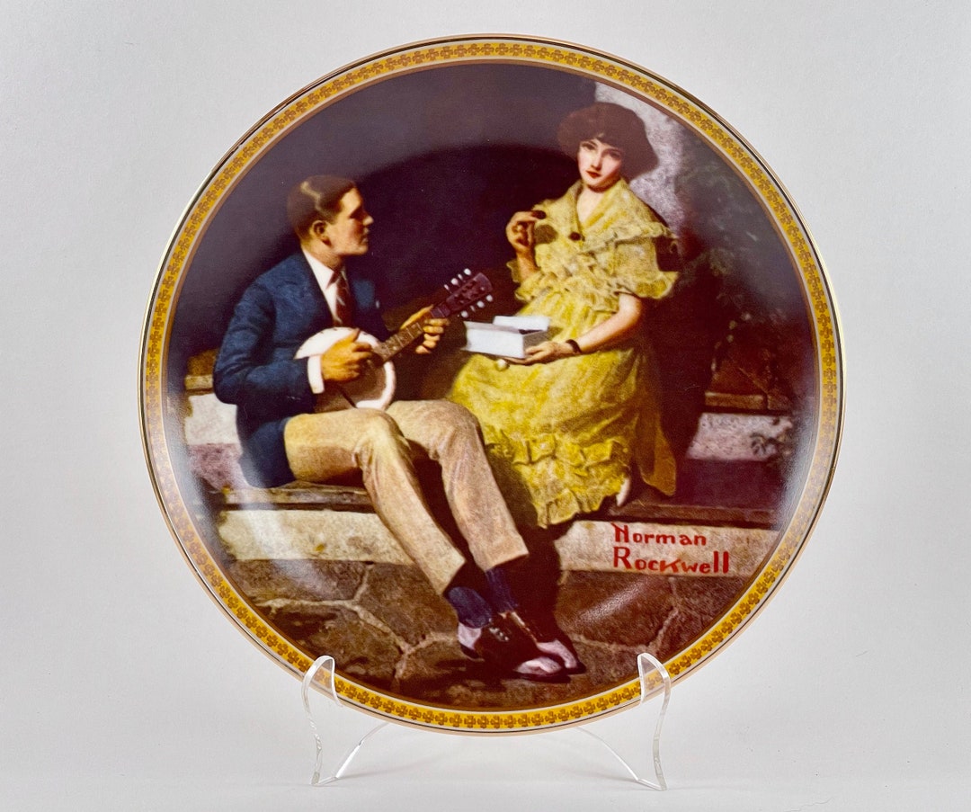 Vintage Norman Rockwell Collectible Plate: Pondering on the Porch