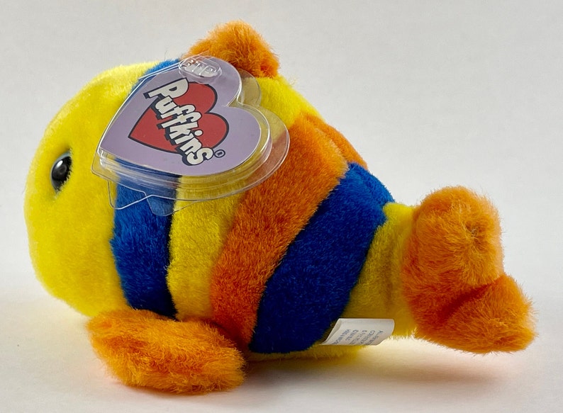 Vintage Copyright 1994 MJC - Swibco Puffkins - Jules The Striped Fish Plush Style 6692 bild 3