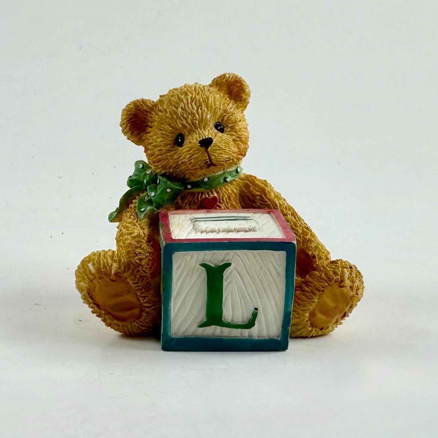 Vintage Cherished Teddies Figurine: Bear With Wooden Block Letter