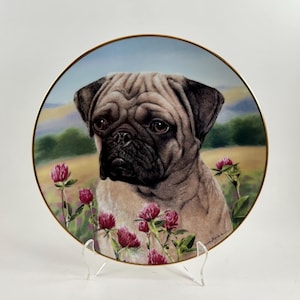 Vintage 1990s The Danbury Mint - Pugs Collection - &quot;Prairie Pug&quot; Limited Edition Collectors Plate