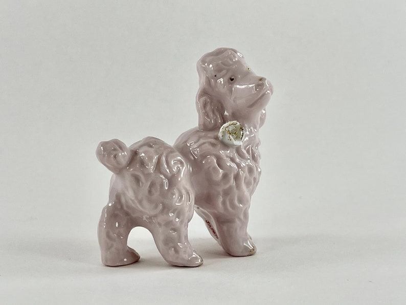 Vintage 1950s Pink Porcelain Poodle Dog Figurine Free Shipping image 6