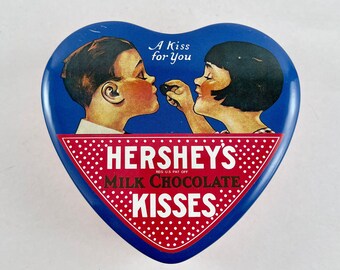 Vintage 1992 Hershey's Kisses Heart Tin: "A Kiss For You" Advertising