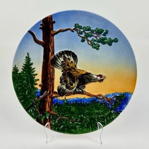 Vintage 1960s SMF Schramberg - 3D Relief Capercaillie Wood Grouse German Majolica Collectible Plate