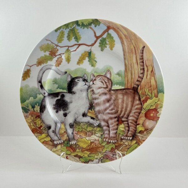 Vintage 1980s St Martin Email de Limoges (Enamel of Limoges) - Purrfect Friends Collectible Plate - Free Shipping