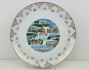Vintage 1960s Seattle Washington Collectible Porcelain Souvenir Plate