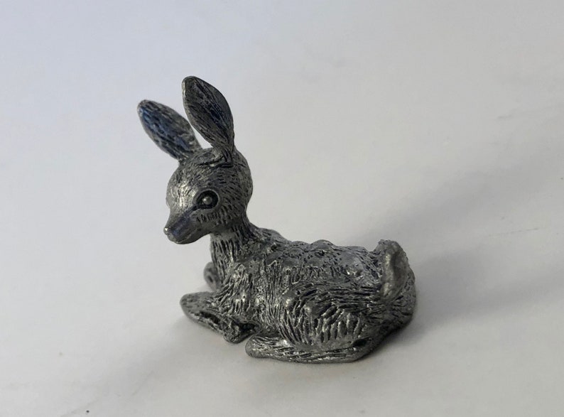 Vintage 1980's Hudson Pewter Miniature Fawn Deer Figurine Etsy