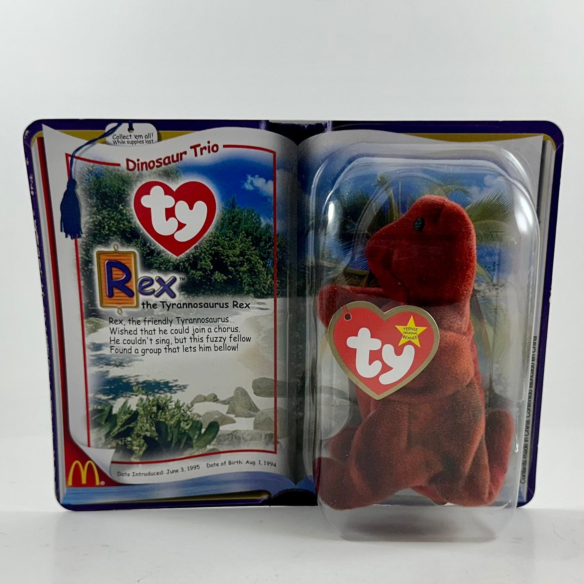 Vintage Mcdonald's Teenie Beanie Baby: Rex the Tyrannosaurus
