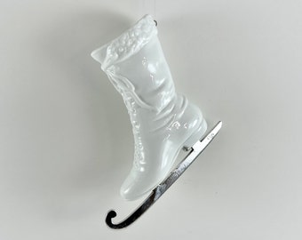 Vintage 1980s Department 56  - Porcelain Ice Skating Boot Ornament - Free Shipping