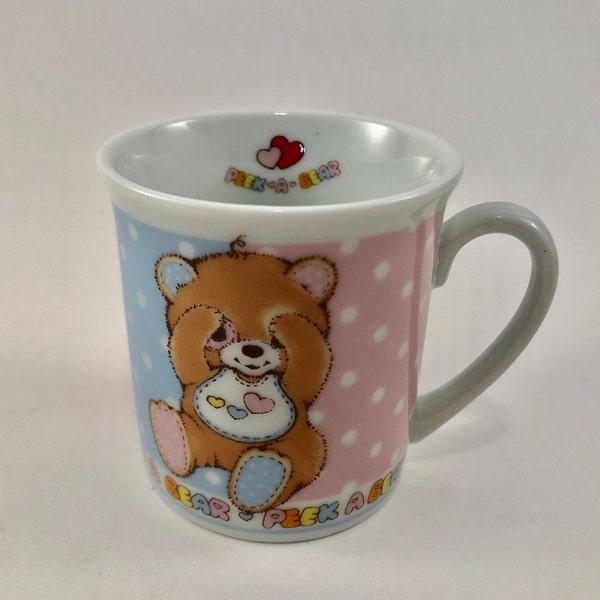 Vintage 1984 Morgan Inc Enesco Imports Corp - Critter Sitters Miniature Collectible Mug - Peek A Bear - Free Shipping