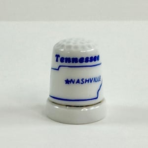 Vintage 1980s &quot;Tennessee&quot; State Porcelain Souvenir Thimble - Free Shipping