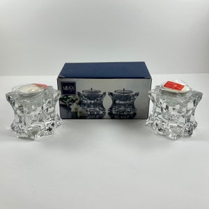 Vintage 1980s Mikasa - Sparkling Star - Set of 2 Crystal Votive Candle Holders QQ227/339 - Free Shipping