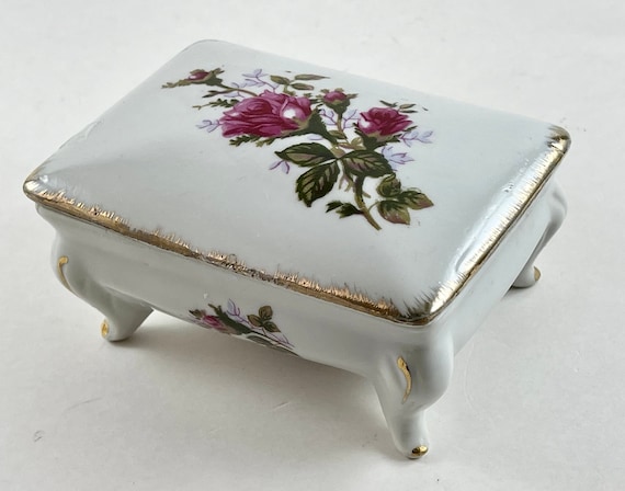 Vintage 1950s Porcelain Rectangular Footed Trinke… - image 1