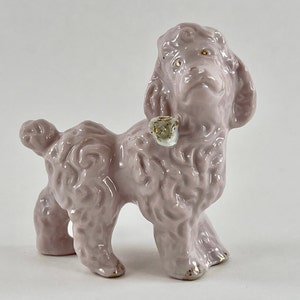 Vintage 1950s Pink Porcelain Poodle Dog Figurine Free Shipping image 1