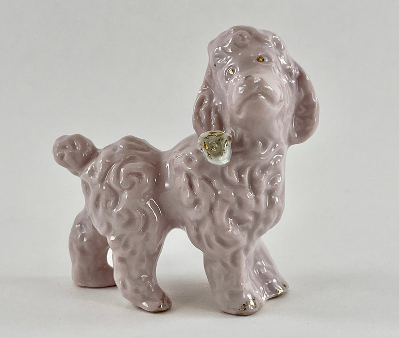 Vintage 1950s Pink Porcelain Poodle Dog Figurine Free Shipping image 1