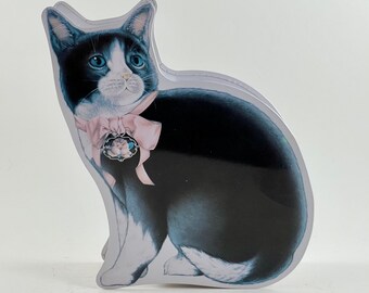 Vintage 1960s Two-Sided Cat Tin - Free Shipping