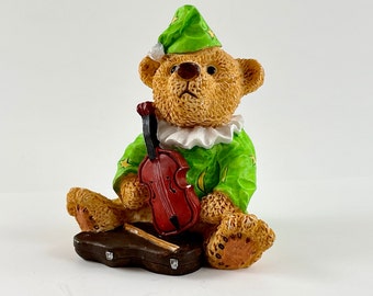 Vintage 1995 Take Me Home Teddies - Jester Jim Violin Player Resin Figurine