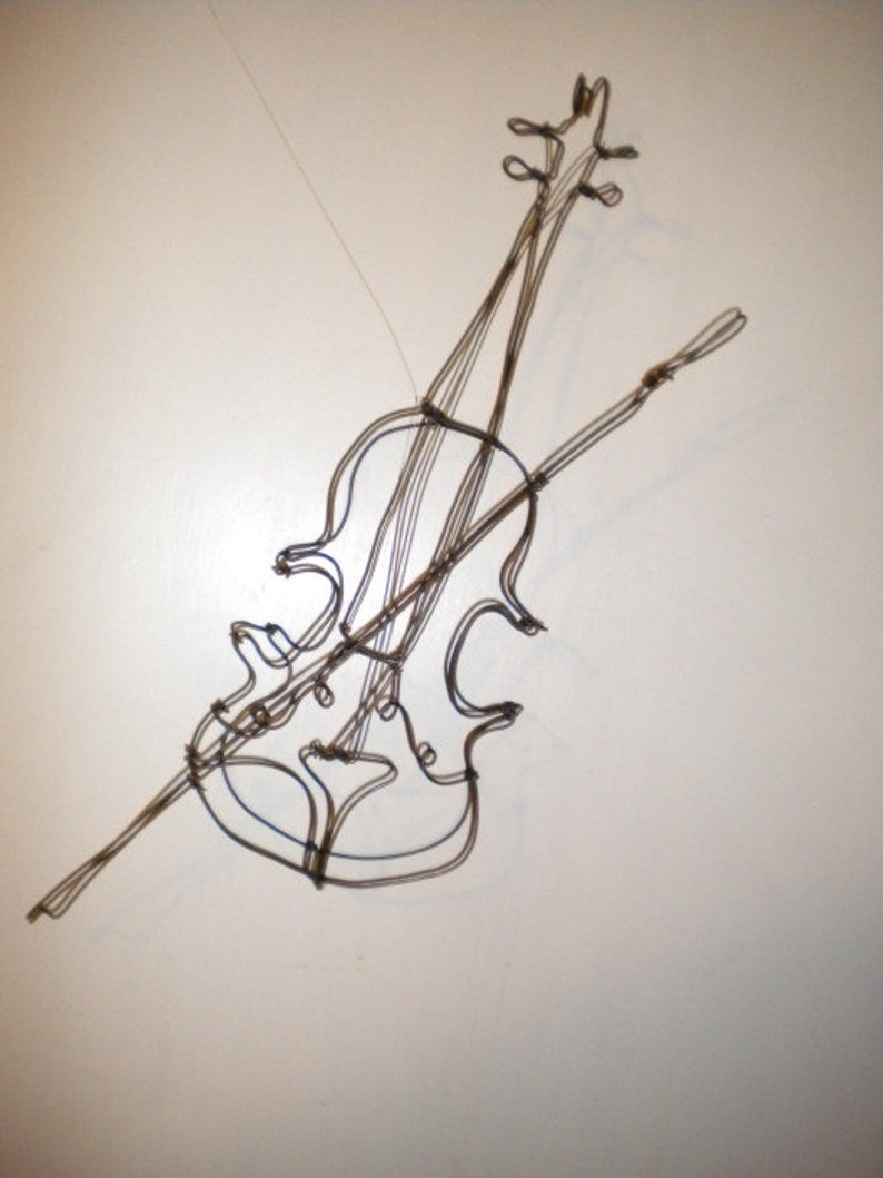 Fiddle/violin3d Steel Wire Sculpture Etsy