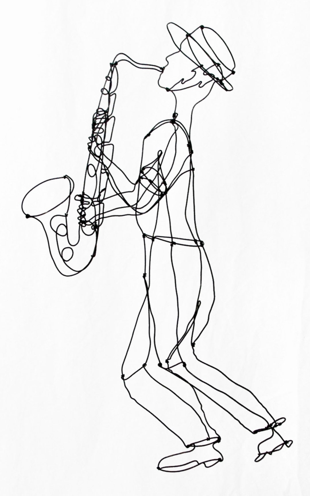 Sax Man3d Steel Wire Sculpture Etsy