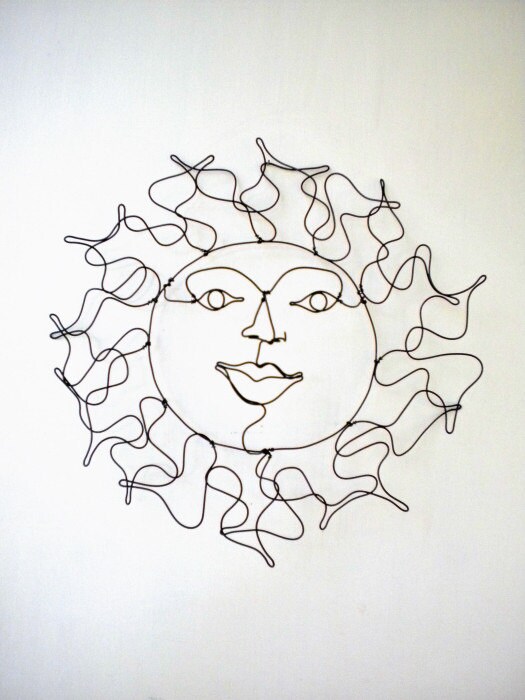 Sun Face3d Wire Sculpture Etsy