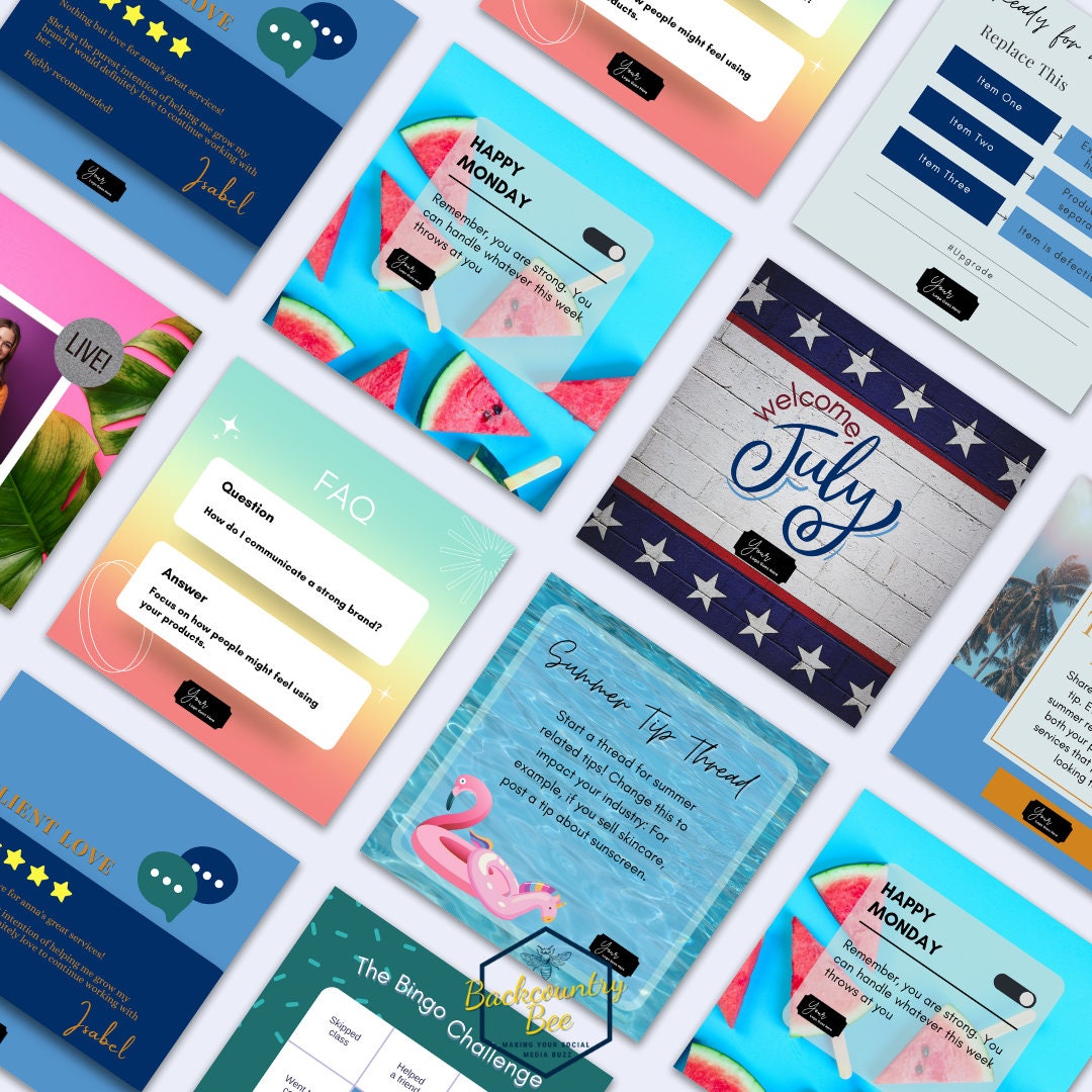 July 2023 Social Media Graphics Pack Etsy