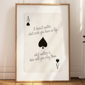 Schoppenaas print, vintage speelkaartposter, retro barwagen kunst, motiverende citaat kunst aan de muur, zwart-wit kunstwerk, trendy wanddecoratie
