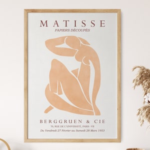 Matisse Woman Print, Peach Wall Art, Printable Museum Poster, Modern Exhibition Artwork, Abstract Woman Body Wall Decor, Papiers Decoupes