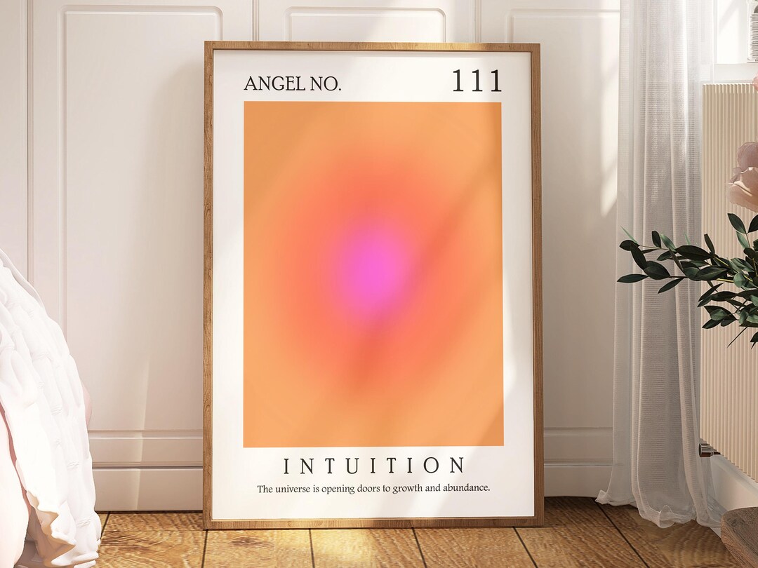 111 Angel Number Print, Orange Aura Wall Art, Spiritual Poster - Etsy