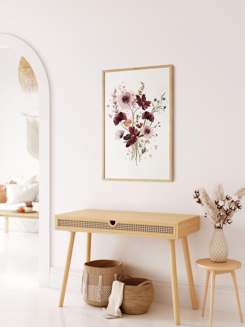 Red Poppy Flower Wall Art Vintage Watercolor Floral Print - Etsy