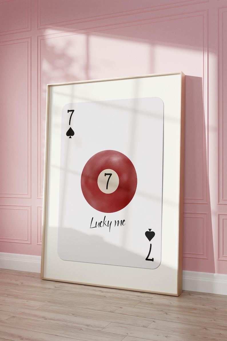 777 Angel Number Print, 7 of Spades Wall Art, Printable Pool Ball