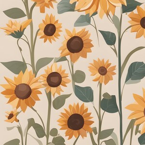 May include: A digital illustration of a pattern of sunflowers with green leaves on a beige background. The text "TEXTURE DETAIL" is at the bottom of the image.