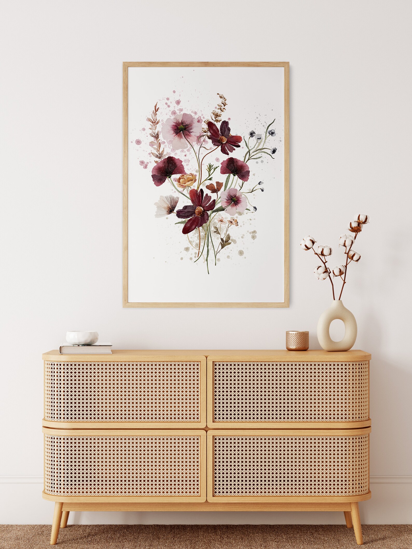 Red Poppy Flower Wall Art, Vintage Watercolor Floral Print, Poppies ...