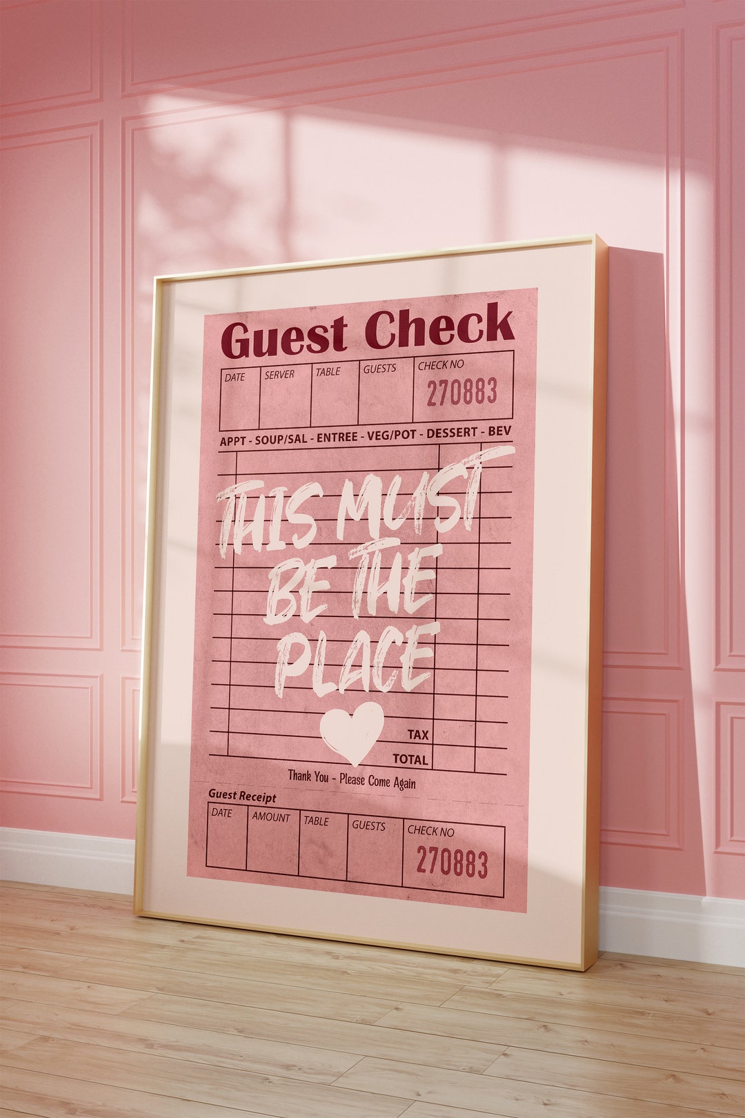 Guest Check Wall Art, This Must Be the Place Print, Retro Receipt