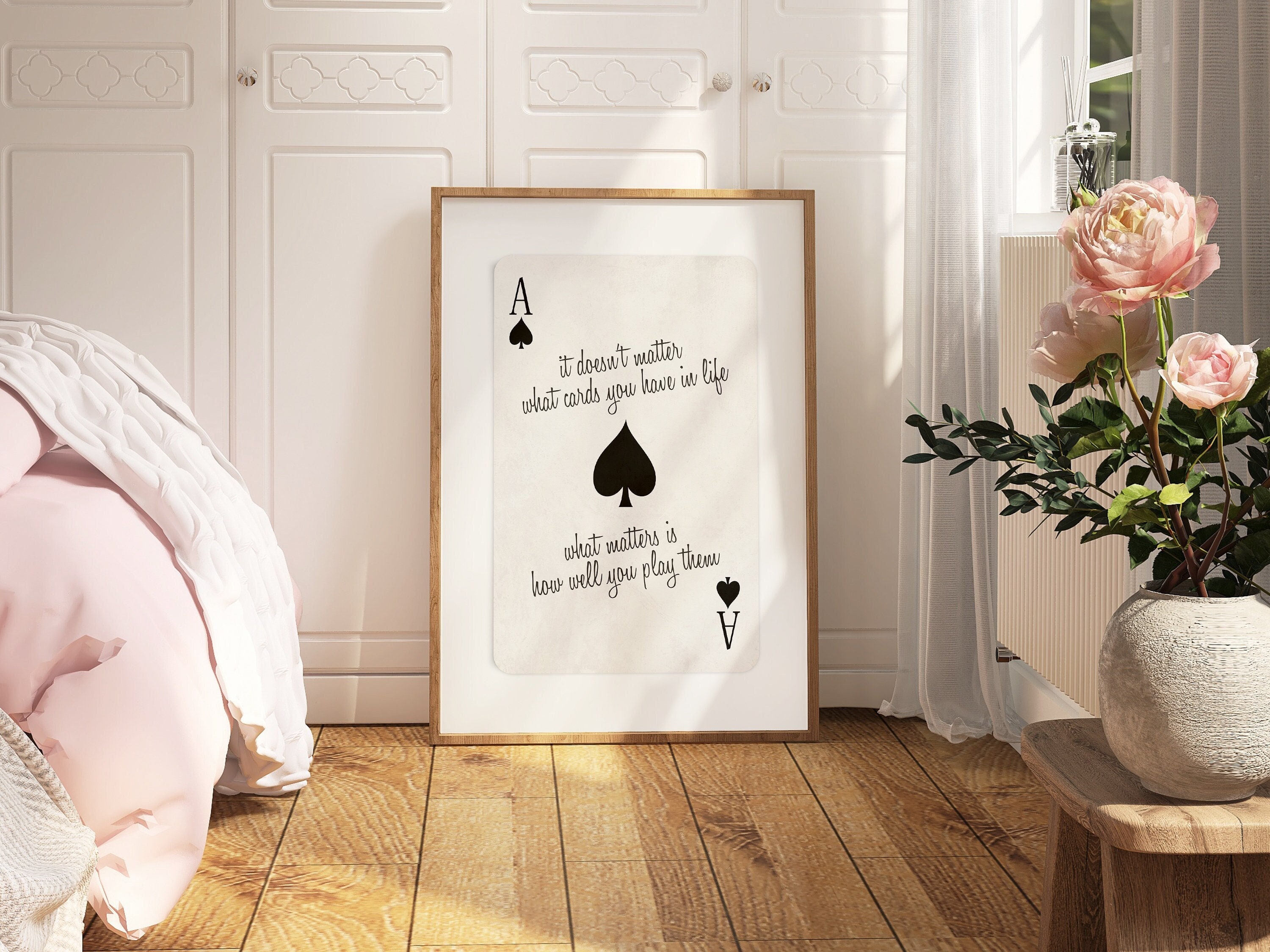 Ace of Spades Print, Vintage Playing Card Poster, Retro Bar Cart