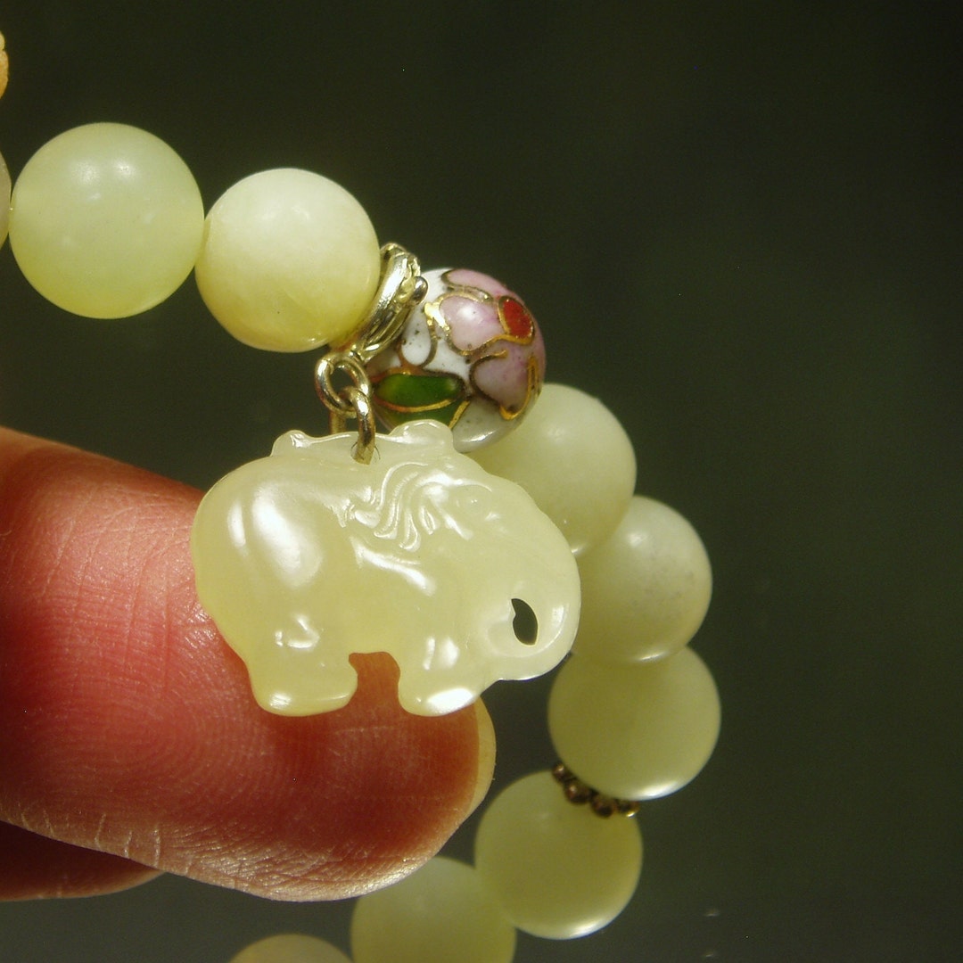 Jade Elephant Bracelet/ Carved Genuine Jade Elephant Charm/ Etsy