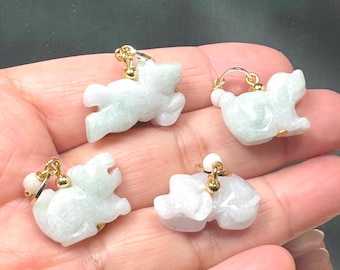 Jadeite Jade Zodiac Animal Pendant: 14K Gold Filled Bail and Necklace