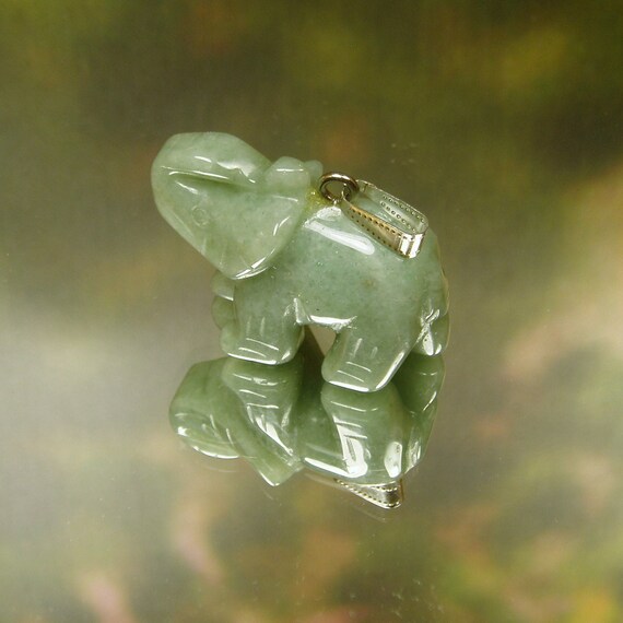green jade elephant necklace