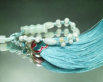 Hand Knotted Jadeite Bamboo Charm: Tassel/ Purse/Phone Accessory