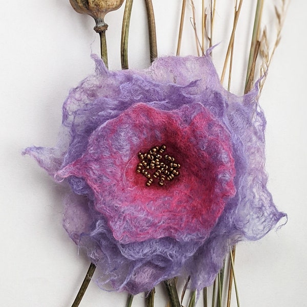 Felted Flower Pin Etsy