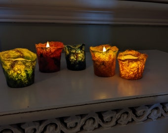 Wet felted flameless candle holder, romantic tea lights, decorative tea lights holders, felted candle lantern, artistic tea lights