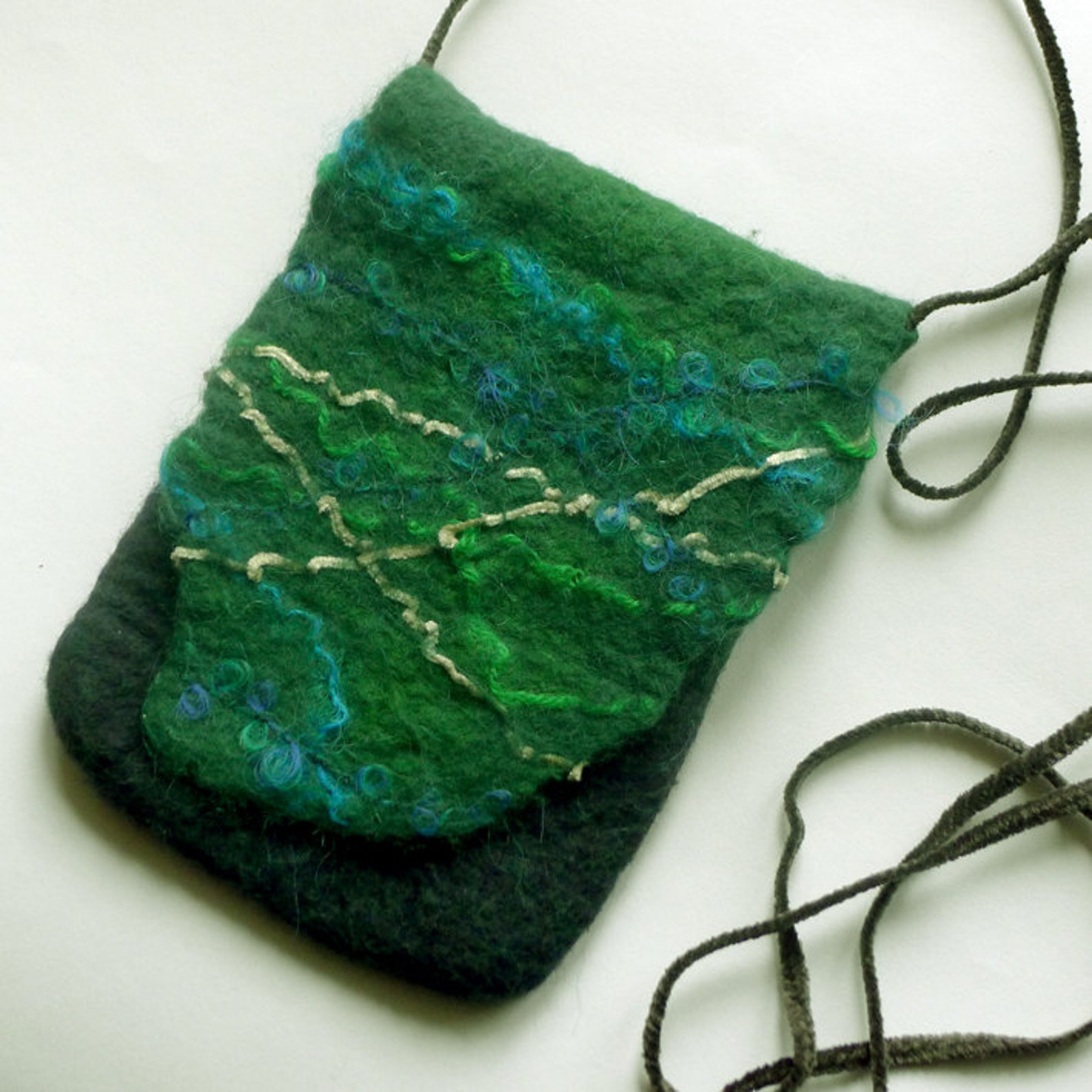Wet felted cross body bag hand felted small purse green Etsy