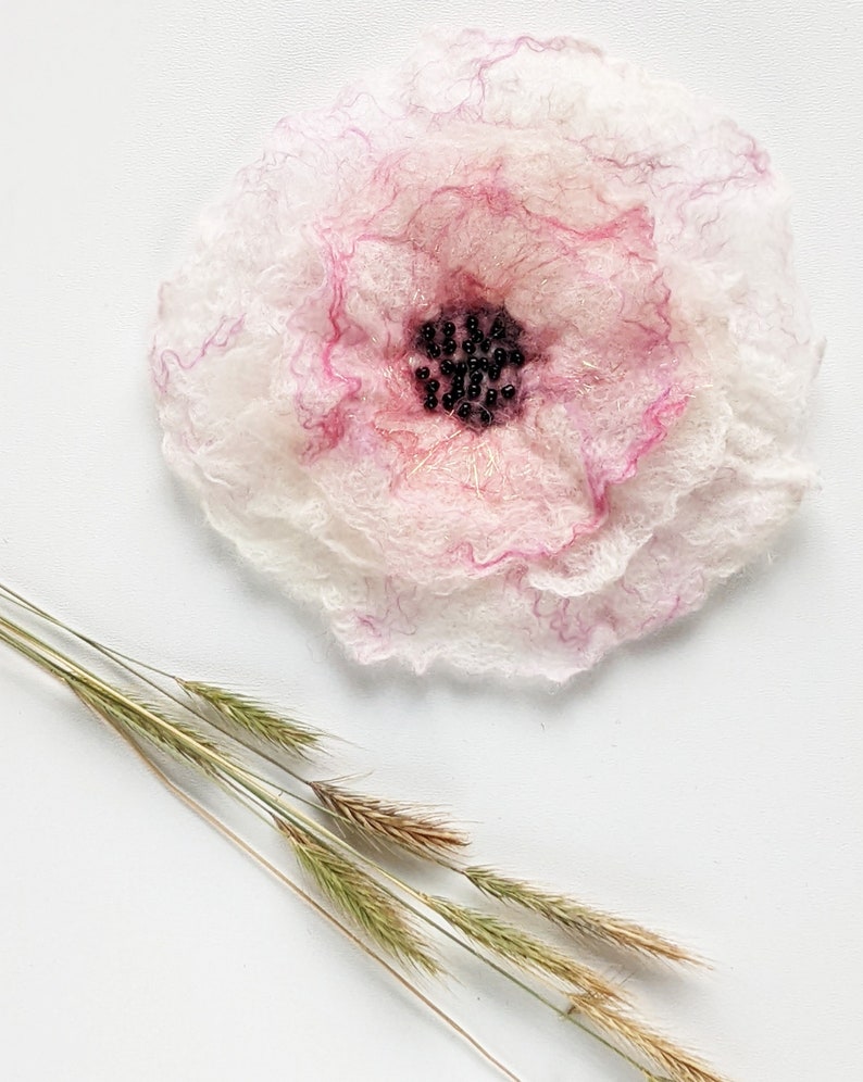 Wet felted flower brooch