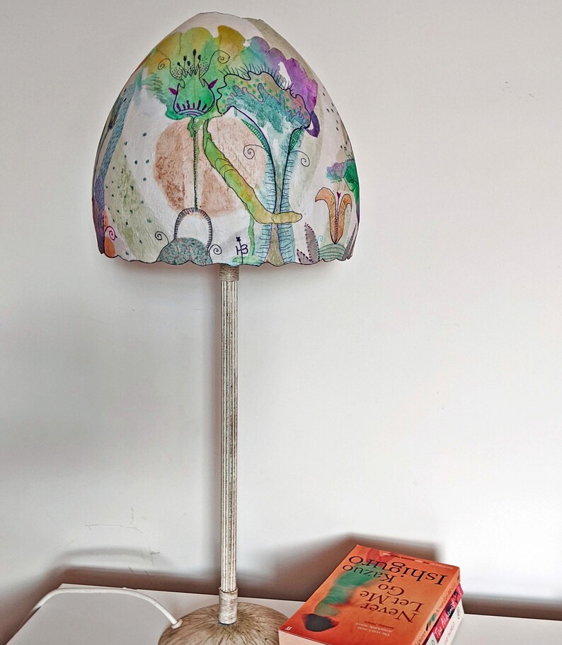 Creative paper mache lamp shade bohemian table lamp home Etsy
